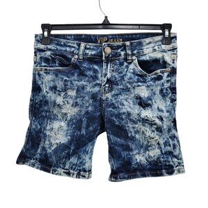 VIP Jeans Junior's Dark Distressed Acid Wash Stretch Denim Bermuda Shorts Size 5